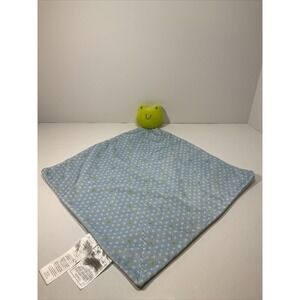 Carters Frog Security Blanket Lovey Blue & Green Rattle Stars Precious Firsts